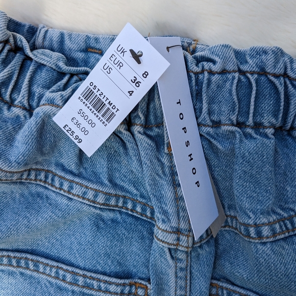 NWT TOPSHOP High Waist Paper Bag Denim Mini Skirt US Women's 4 - Picture 5 of 5